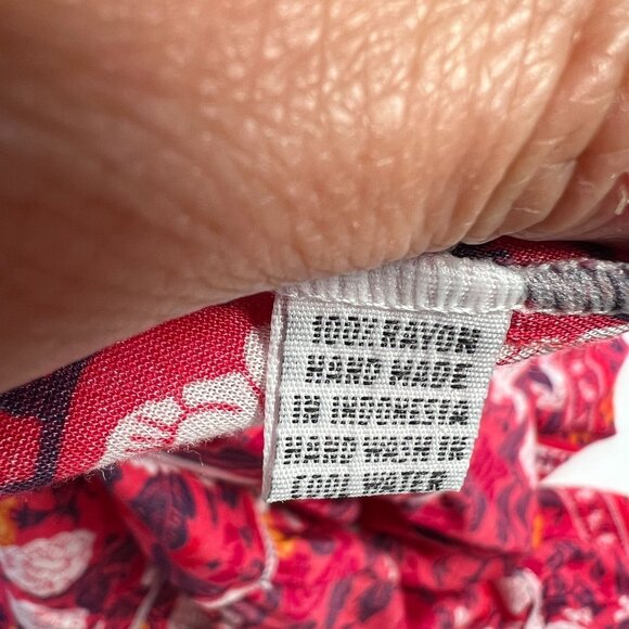 Walker & Wade Carrie Midi Dress Drawstring Waist Cherry Floral Pink Orange Med - Picture 12 of 13